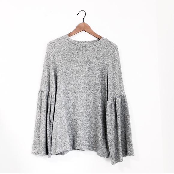 Zara Tops - ZARA Trafaluc Soft Gray Wide Flare Sleeve Blouse